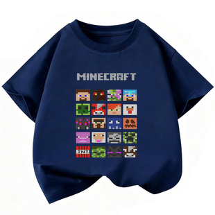 NASAOVER男童纯棉短袖T恤夏季我的世界Minecraft周边游戏亲子装