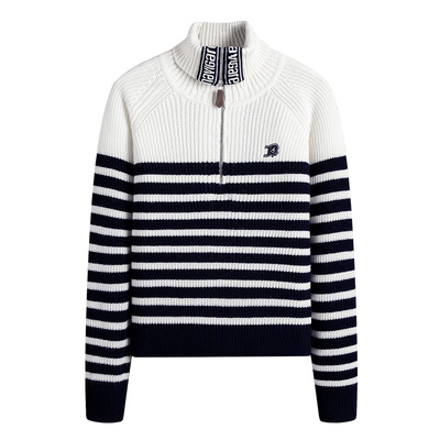 Navigare意大利小帆船海军领条纹针织衫女2025秋季新款通勤羊毛衣