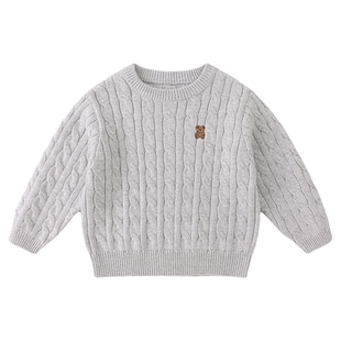 [3级抗起球]男童毛衣春款全棉儿童毛线衣女童针织衫春装学院风潮