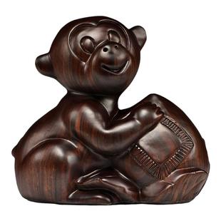 黑檀木雕猴子摆件十二生肖实木头猴家居办公装饰送礼品红木工艺品