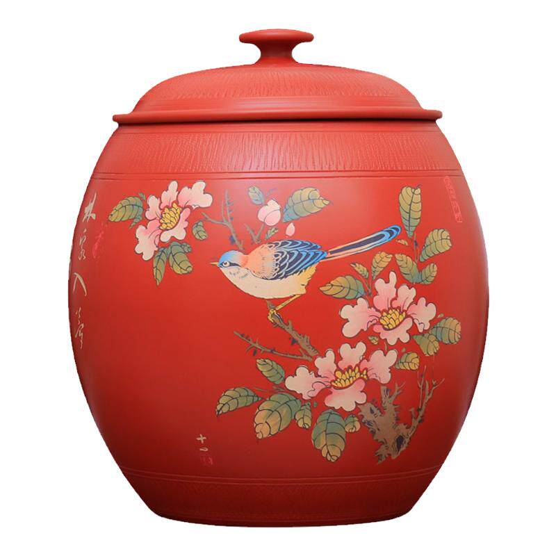 红泥多道彩填腰鼓九饼储茶