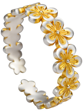 吴越老银铺女士足银9999桃绾手镯