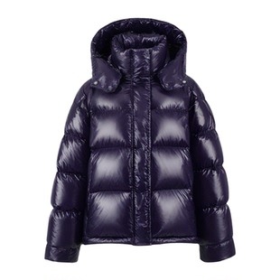 鸭鸭羽绒服女2025冬季新款黑金泡芙短款加厚连帽气质休闲保暖外套