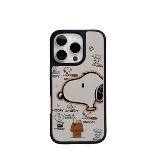 三掌柜的壳壳 史努比的快乐 适用于17promax手机壳iPhone16黑框15pro个性14promax高级13pro卡通12可爱11晶瓷