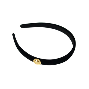 法式氛围感古金发箍女头饰高级感丝绒压发卡洗脸发捆细边黑色头箍