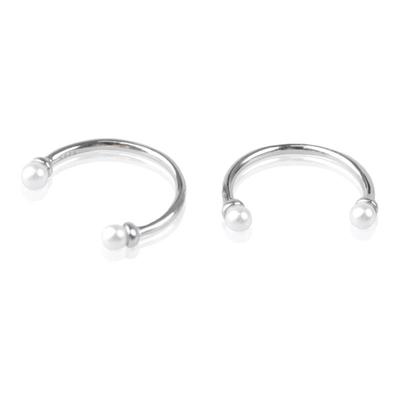 纯银珍珠戒指关节戒尾戒女