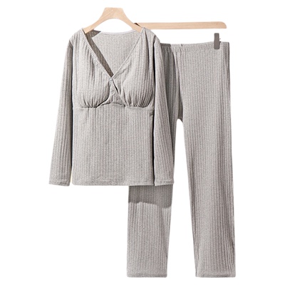 纯棉吸汗春秋冬季喂奶薄款月子服