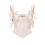 LaceMade 公主辛西娅 法式宫廷风提花鱼骨胸衣荷叶边缎面半身裙