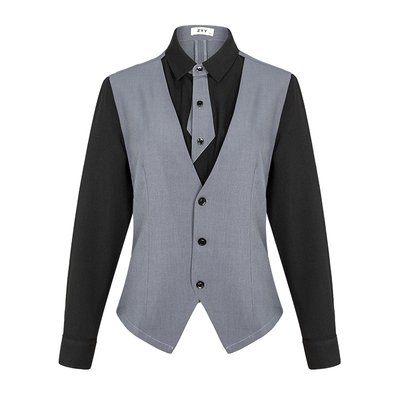 秋季假两件马甲衬衫服务员工作服