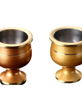 纯铜关公家用小号素面供水杯