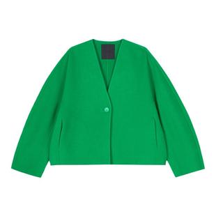 【双面呢】JNBY/江南布衣秋冬毛呢夹克羊毛羊绒绿色衬衫式外套女