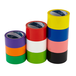 华意包装胶带彩色快递打包胶带封箱红黄绿黑蓝潮牌胶带宽6cm批发