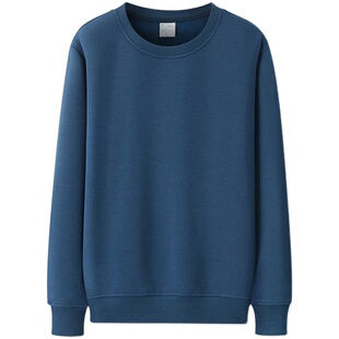 春秋冬圆领纯色卫衣男女加绒套头情侣长袖T恤潮牌中青年加厚外套