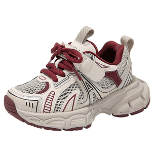 红蜻蜓女童鞋子儿童运动老爹鞋2025新款春夏款夏季单网面透气大童