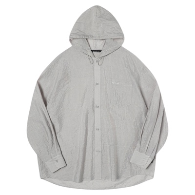 TGNS微透条纹连帽衬衫长袖