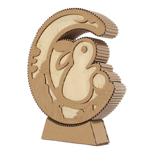 纸板纸箱中秋兔子灯笼DIY手工材料包变废为宝环保创意拼装玩教具