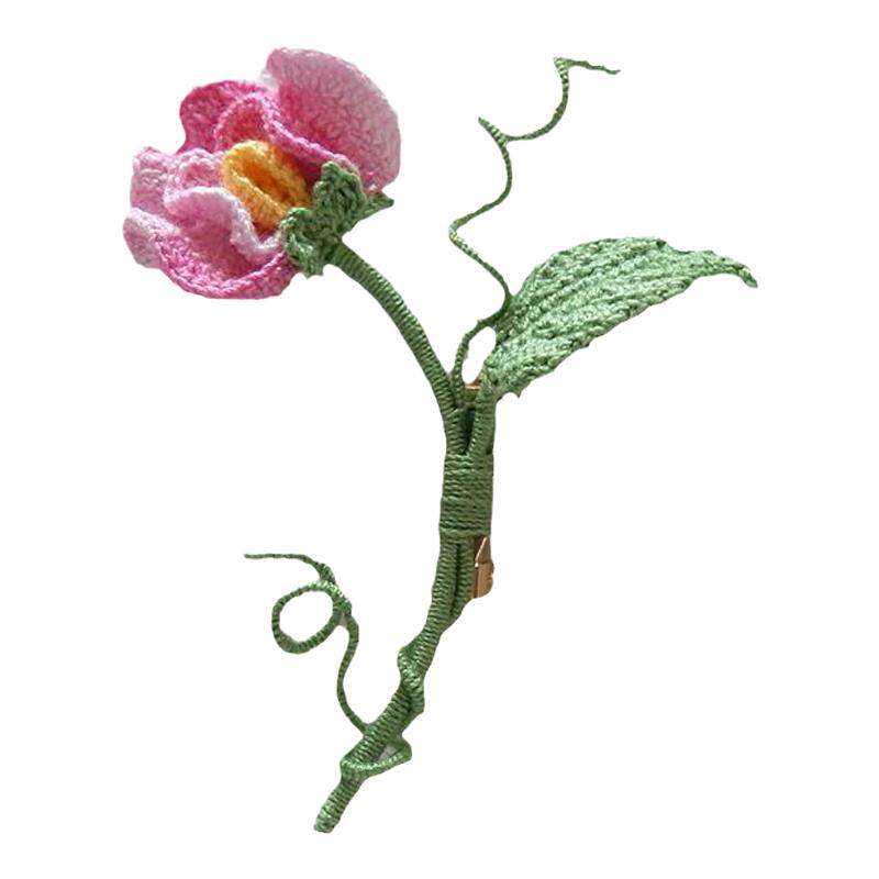 清新蕾丝线微钩豌豆花胸针