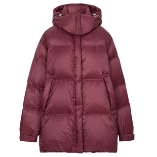 伊芙丽连帽轻量感棉花糖长款不臃肿羽绒服女2024秋装新款保暖外套