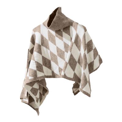 菱形格披肩女2022新款