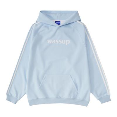 字母潮牌条纹卫衣WASSUP情侣款