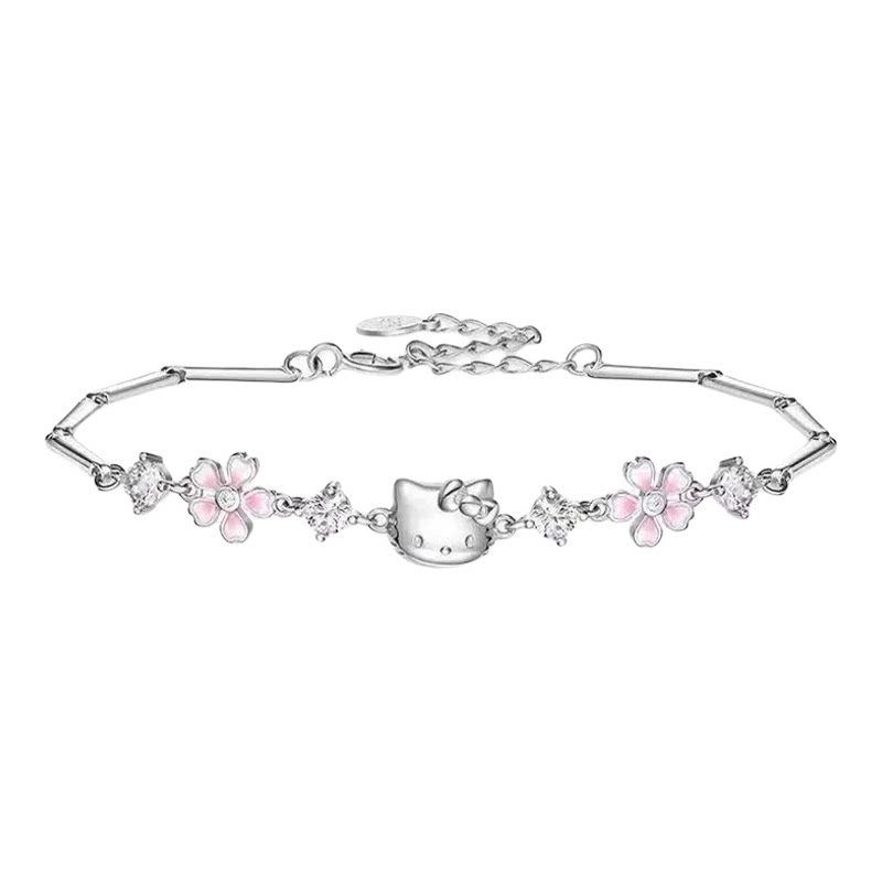 三丽hellokitty粉钻樱花手链女