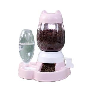 猫咪自动喂食器小猫碗双碗饮水一体按压式自助喂食器猫粮宠物狗盆