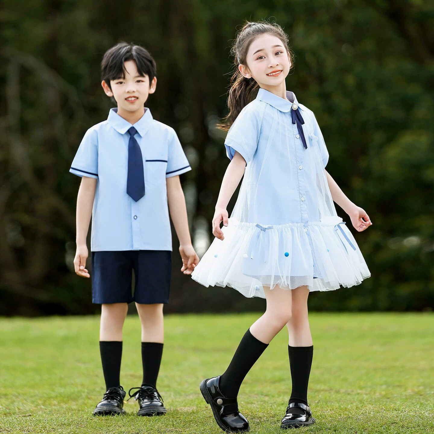 六一儿童合唱演出服小学生连衣裙团体舞蹈表演服幼儿园毕业照班服