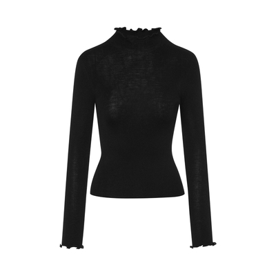 朗姿莱茵福莱尔木耳边针织衫内搭