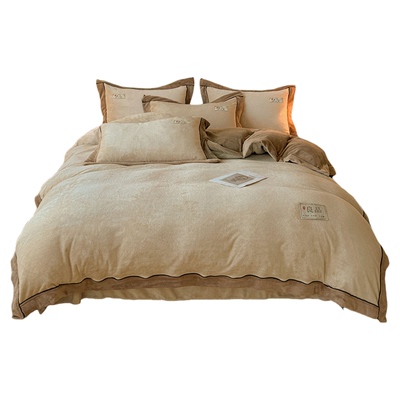 四件套牛奶绒秋冬季2025新款珊瑚绒法兰绒床单被套床笠床上用品三