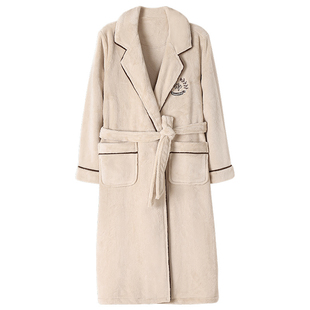 芬腾可安睡袍女款2025新款冬季浴袍珊瑚绒加厚棕色睡衣女款秋冬天