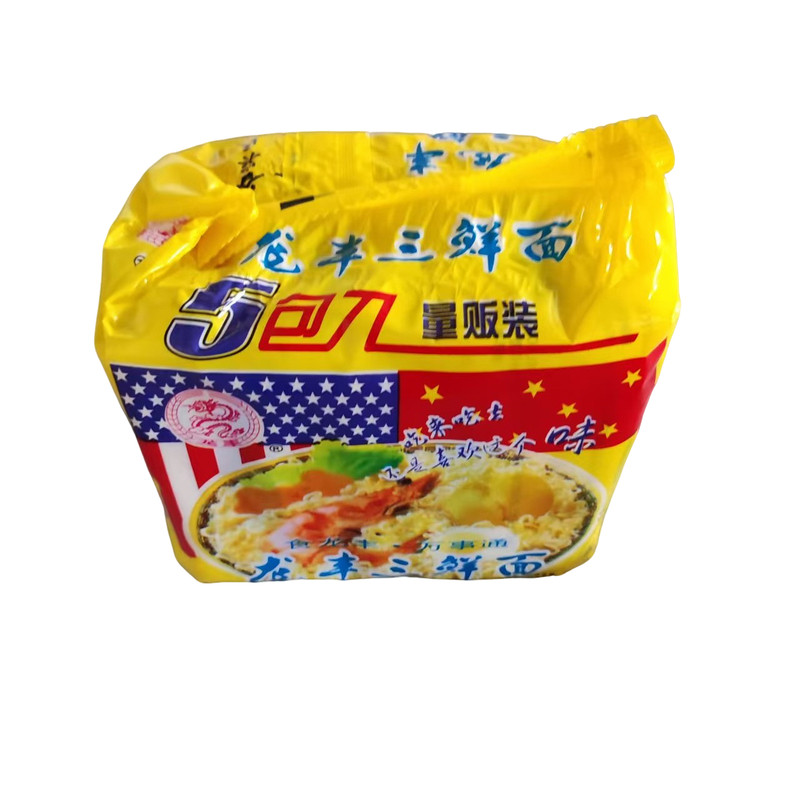龙丰五连包三鲜面可泡面可干吃整冲泡方便面/拉面/面