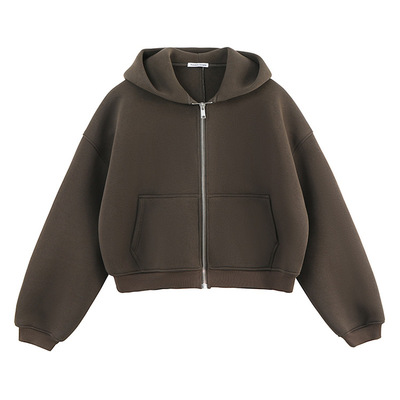 FSG灰绿色空气层超廓形拉链卫衣