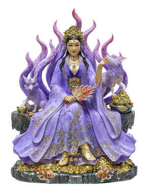 九尾娘娘神像汉白玉家用客厅摆件