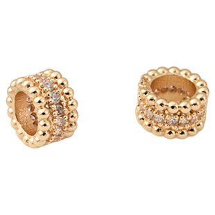 铜镀14K金镶锆石8MM隔珠隔片手工diy珍珠手链跑环串珠子散珠材料