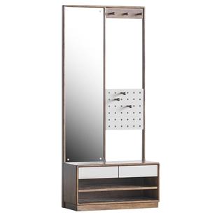 治木工坊实木换鞋凳挂衣架一体客厅简约入户鞋柜带镜子白蜡木鞋架