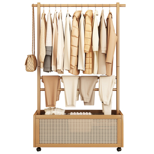 衣帽架落地卧室挂衣架可移动家用室内晾衣架脏衣篓隔夜衣服置物架