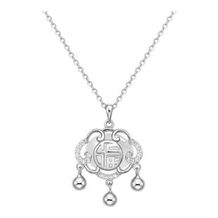 Julius/聚利时白玉髓纯银平安锁项链女生2026爆款925纯银生日礼物