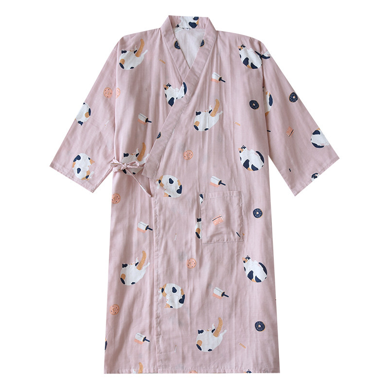 情侣睡裙睡袍男女夏季纯棉纱布和服春秋薄家居服浴袍睡衣