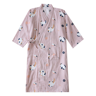 情侣睡裙睡袍男女夏季纯棉纱布和服春秋薄家居服浴袍睡衣