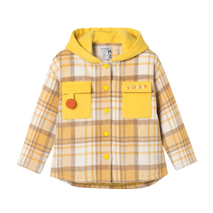 Viciusss丸社男童毛呢外套夹棉2025新款秋冬季儿童连帽呢子大衣厚