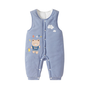 初生婴儿衣服冬天0一3月双胞胎宝宝冬季套装6夹棉连体背心秋冬装