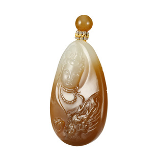 玉说和田玉观音吊坠男款玉坠糖青白玉御龙观自在头像玉佩玉石挂件