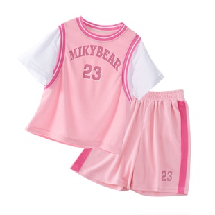 女童运动套装夏季儿童篮球服吸湿速干夏装女孩2026新款短袖两件套