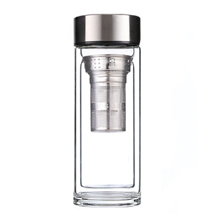 新款大容量双层隔热耐高温玻璃杯家用便携泡茶水杯办公室个人专用