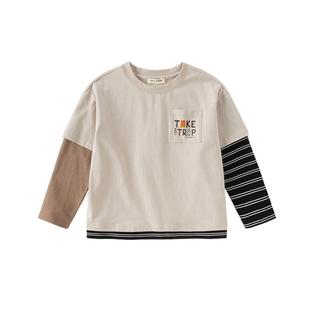 戴维贝拉儿童长袖T恤春季新款男童纯棉上衣男大童休闲打底衫童装