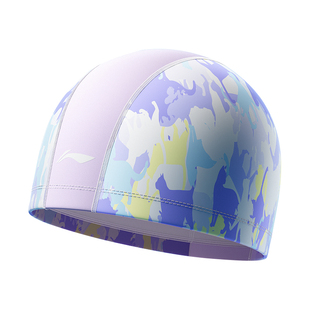 李宁儿童泳帽女童舒适不勒头防水布料长发专用加大PU护耳游泳帽