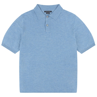 【早春新品】Begg X Co Summer男士纯羊绒雾蓝色苏格兰橄榄球短袖