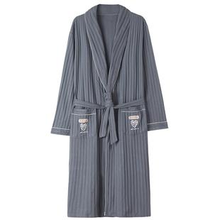 北极绒睡袍男士春秋季纯棉长袖2025年新款浴袍宽松大码薄款家居服