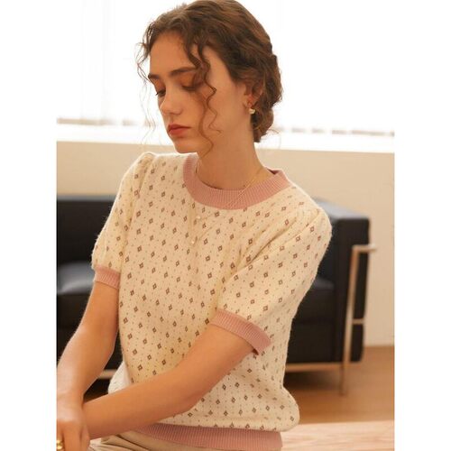 U 49048 Short Sleeve Knit Top Women 短袖针织上衣 欧美跨境外