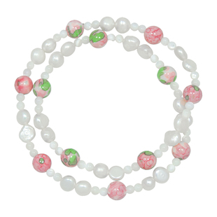 AWE巴洛克珍珠彩色串珠寿山石手链马萱王橹杰同款双层叠戴手串女